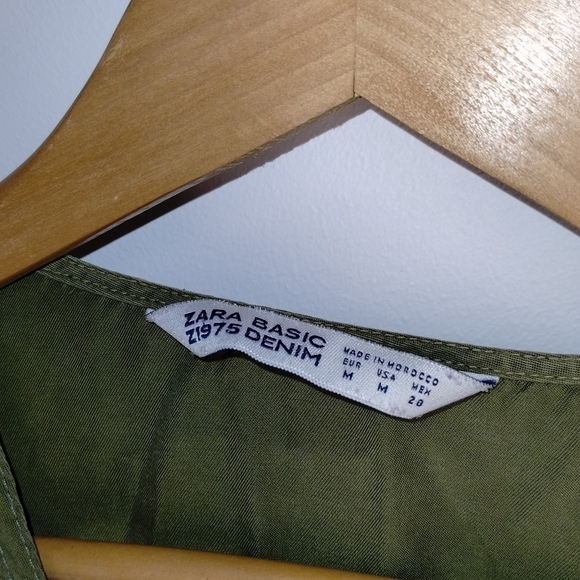 Zara Lace Up Corset V Neck Crop Top Olive Green Medium - Picture 4 of 4